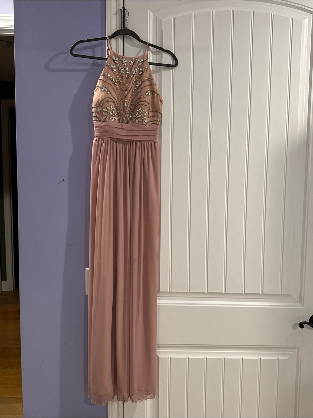 Speechless Dusty Rose Beaded Halter Prom Dress